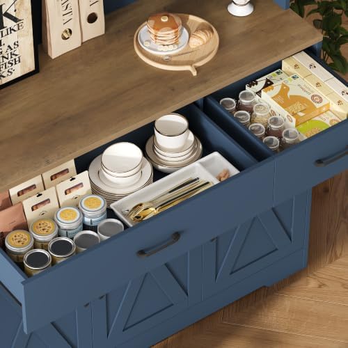HOSTACK 71" H Kitchen Pantry Storage Cabinet, Farmhouse Hutch Cabinet, Blue