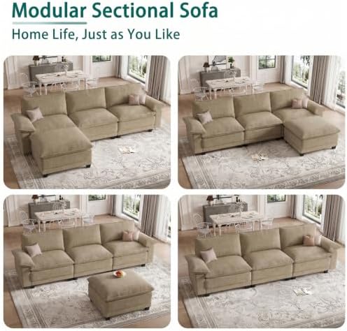 108" Modular Sectional Couch, L Shaped Cloud Sofa for Living Room