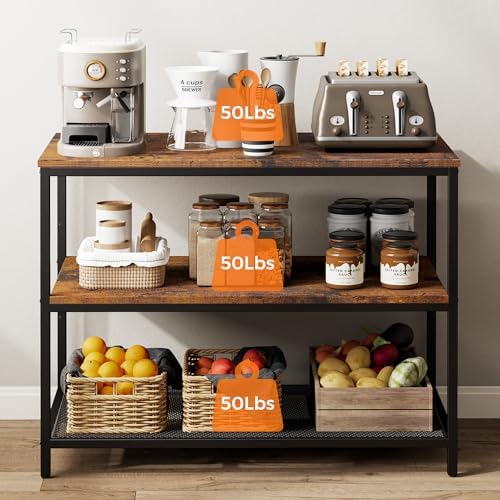 Homleke 39.4" L Kitchen Island with 3 Shelves, Workbench,Metal Frame