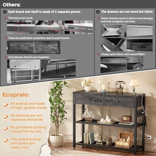 Ecoprsio 32" Small Entryway Table with Outlets, Console Table with Drawers