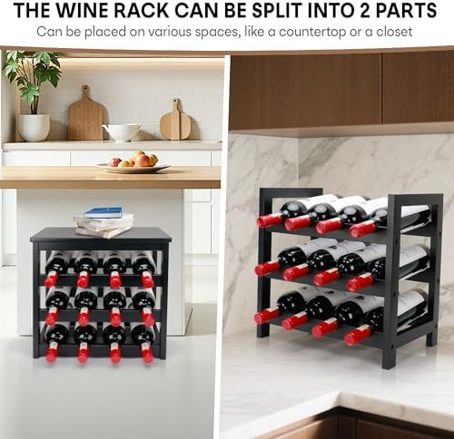 Wine Rack Freestanding Floor, 6-Tier Display Wine Storage Shelf