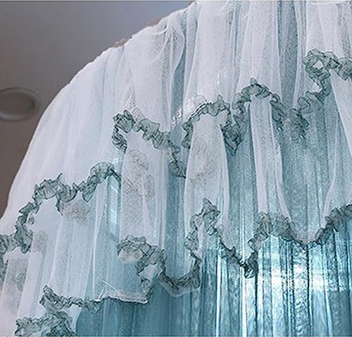 Kertnic Mosquito Net Bed Canopy for Girls, Princess Canopy Bed Curtain Fine Sheer Mesh Dome Bed Canopies, Girls & Adults Lace Tent for Twin Full Queen King Bed (Lake Blue)