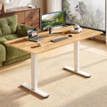SANODESK Solid Rubberwood Standing Desk Dual Motor 63"x24" Natural/White