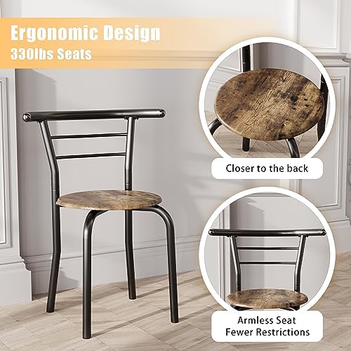 JUMMICO 3-Piece Wooden Round Table & Chair Set (Walnut/Black)