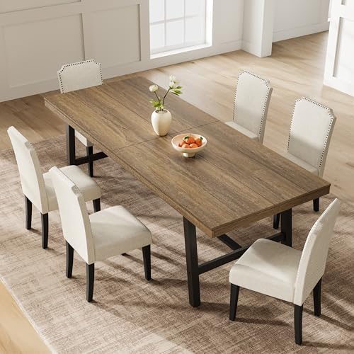 Garvee 87" Industrial Kitchen Table, Extra Wide Dining Table, Rustic Pear