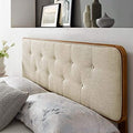 Modway MOD-6233-WAL-BEI Collins Tufted Full Fabric and Wood Headboard, Walnut Beige