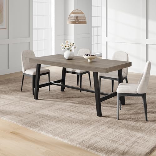 Garvee 63" Heavy Duty Kitchen Table, Modern Dining Table, Grey Walnut
