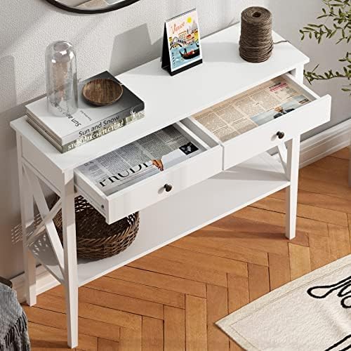ChooChoo 39" Entryway Table with Drawers and Storage Shelf