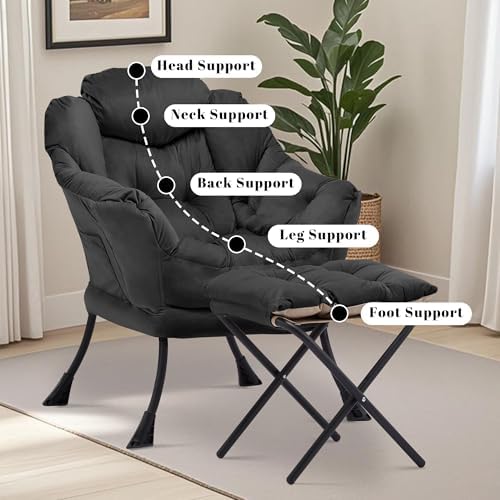 Lazy Chair with Ottoman, Black