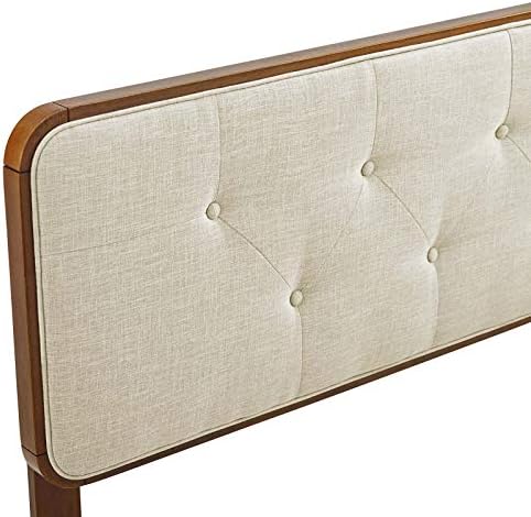 Modway MOD-6233-WAL-BEI Collins Tufted Full Fabric and Wood Headboard, Walnut Beige