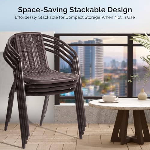 VINGLI PE Rattan Patio Dining Chairs Set of 4