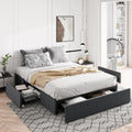Allewie Queen Size Platform Storage Bed Frame with 3 Drawers, Dark Grey