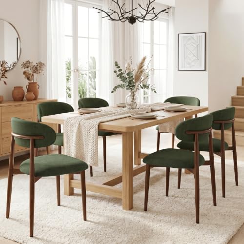 UVV Dining Chairs Set of 2, Metal Kitchen Chairs with Modern Fabric Upholstered for Dining Room, Green
