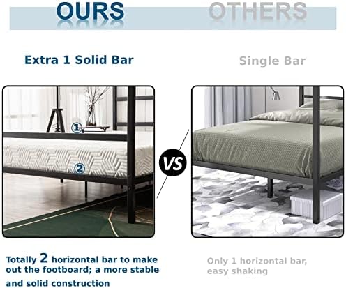 Bonnlo Black Canopy Bed Frame Full with Headboard, 10 Inch Metal Platform Bed Full with 4 Posters, No Box Spring Needed