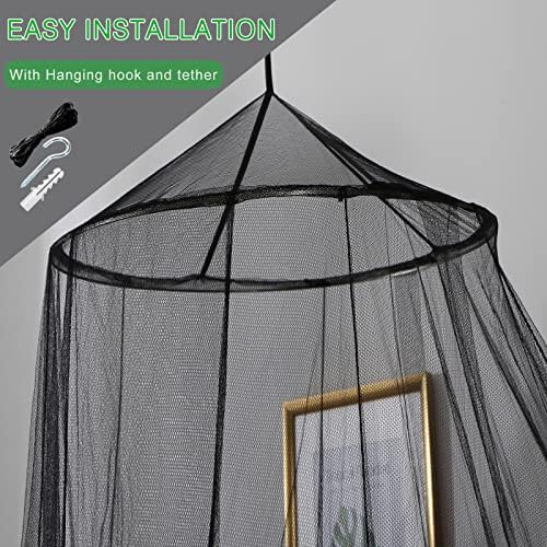 Mosquito Net Bed Canopy for Girls Black Bed Curtains Tent Twin Queen Size