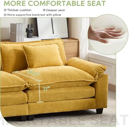 Oprisen 120" Modular Sectional Sofa, Comfy Deep Cloud Couch with Ottoman