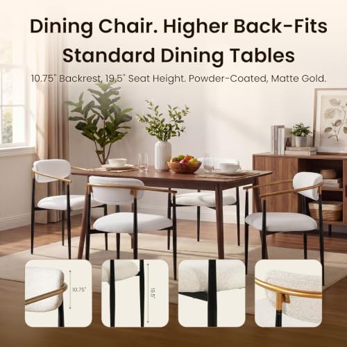 COLAMY Mid Century Modern Dining Chairs Set of 2, Upholstered Kitchen Room Chairs with 3" High-Resilience Cushion, Sturdy Metal Legs and Ergonomic Curved Backrest for Home Office, Beige