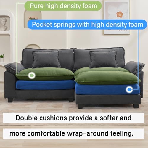 Oprisen 86" Modular Sectional Sofa, Comfy Deep Cloud Couch with Ottoman