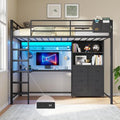DICTAC Loft Bed Twin Size with Desk,Storage Bookshelf and 6 Drawers, Black