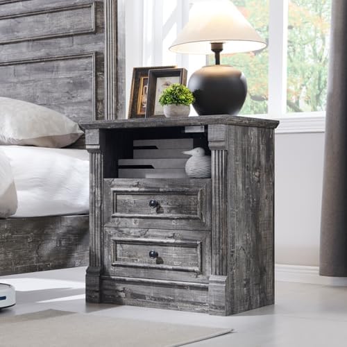 Aitjunz 26" Tall 2 Drawers Dresser for Bedroom, End Table, Light Grey