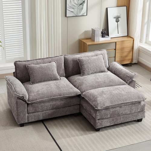 Oprisen 86" Modular Sectional Sofa, Comfy Deep Cloud Couch with Ottoman