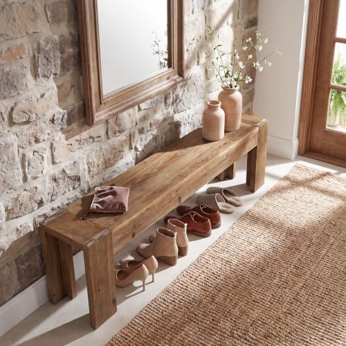 70.87" Solid Wood Entryway Bench, Extra Long Narrow Shoe Bench, Wood Mudroom Window Seating for Bedroom, Hallway, Dining Room, Foyer, Mudroom, Easy Assembly, Brown