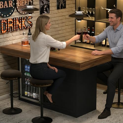 GDLF Bar Height Table with Fridge Space, Home Pub Table with Storage