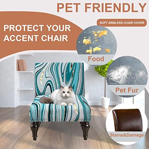 Eco-Ancheng Armless Chair Slipcover - Removable, Washable, Printed Accent Chair Covers for Living & Dining Room
