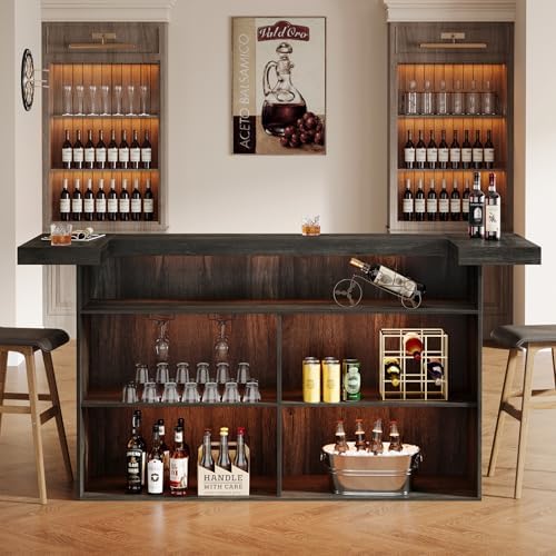 Tribesigns 4-Tier Bar Table, 70.9-Inch Home Bar Unit with Storage, Grey