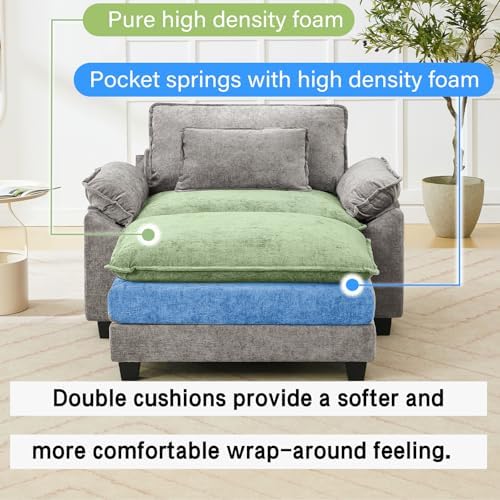 Oprisen 53" Modular Sectional Sofa, Comfy Deep Cloud Couch with Ottoman