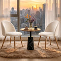Big Dining Room Chairs Set of 2, Velvet Upholstered Modern Kitchen Chairs Side Chairs with Metal Legs & Comfortable Cushion, Stylish Accent Chairs for Living Room, Apartment, Home Bar, Beige