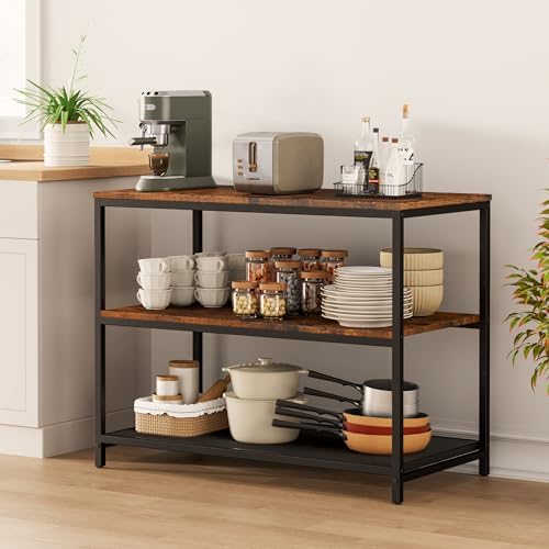Homleke 39.4" L Kitchen Island with 3 Shelves, Workbench,Metal Frame