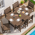 SERWALL Armless Outdoor Dining Set, Patio Dining Set for 6, Brown