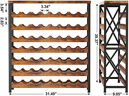 Homeiju 56-Bottle Wine Rack Freestanding Floor, Wooden Wine Storage Shelf, Stackable Wine Rack with Tabletop for Living Room,Kitchen or Wine Cellar
