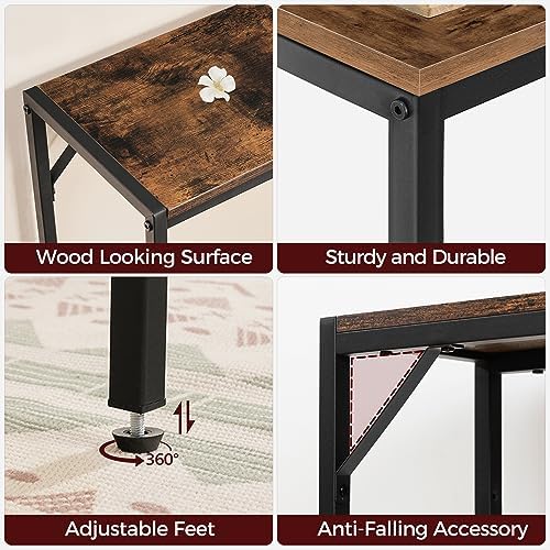 MAHANCRIS Console Table, Narrow Sofa Table, 43.7” Entrance Table with Power Station, Behind Couch Table, Simple Style, for Living Room, Hallway, Entryway, Foyer, Rustic Brown and Black CTHR112E01