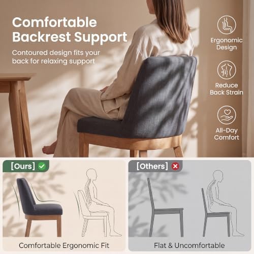Charcoal Linen Dining Chairs Set of 6, Soft Upholstered Dining Room Chairs