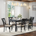 AMERLIFE 7-Piece Farmhouse Solid Wood Dining Table Set for 6, Grey & White