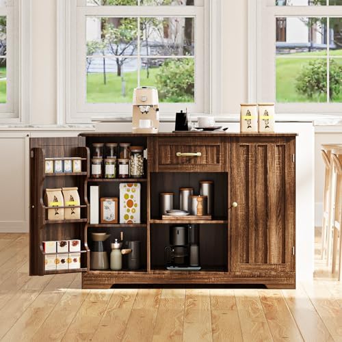 Gizoon 45" Kitchen Sideboard Buffet Cabinet with Storage, Dark Brown