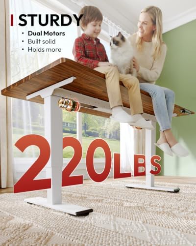 SANODESK Large Solid Wood Standing Desk Dual Motor 72"x29.9" Brown/White