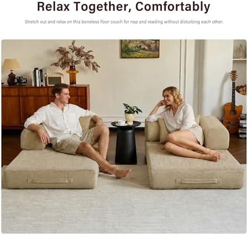 59" Convertible Sofa Bed, Boneless Sleeper Futon Couch for Small Spaces