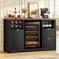 Coffee Bar Cabinet with Mini Fridge Space, 53"Wine Cabinets with Storage