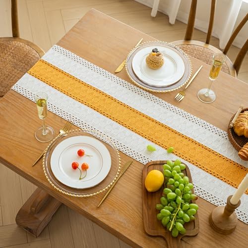 FEXIA Farmhouse Table Runner for Home Decor 12x72 Yellow Fall Home Decor