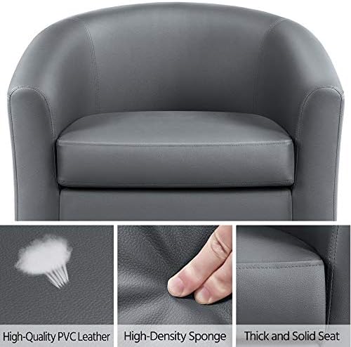 Topeakmart Faux Leather Club Chair, Modern Accent Chair, Gray