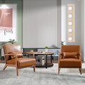ANJ Mid Century Modern Accent Chairs Set of 2, PU Leather Reading Chair with Solid Wood Frame, Easy Assembly Armchair for Living Room