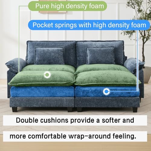 Oprisen 86" Modular Sectional Sofa, Comfy Deep Cloud Couch with Ottoman