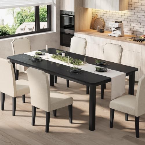 Garvee 70.8″ Dining Table for 6-8 People for Dining Room, Black(Only Table)