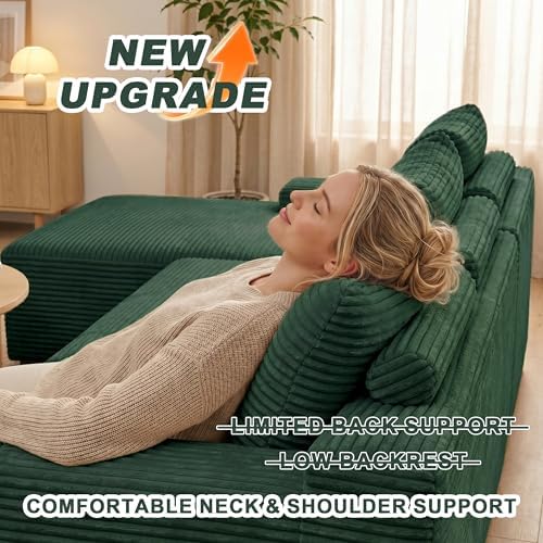 Mangodan Cloud Sectional Couch, Boneless Couches for Living Room, Green