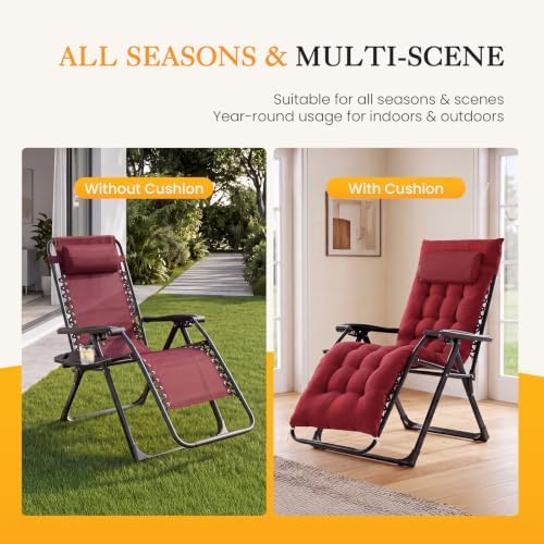 NEWBULIG Zero Gravity Chair, Folding Patio Recliner with Cup Holder Trays