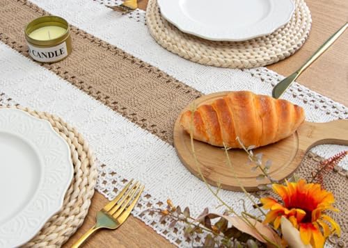 FEXIA Boho Table Runner for Fall Home Decor 12x72 Farmhouse Woven Runner