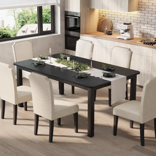 Garvee 63″ Dining Table for 4-6 People for Dining Room, Black (Only Table)